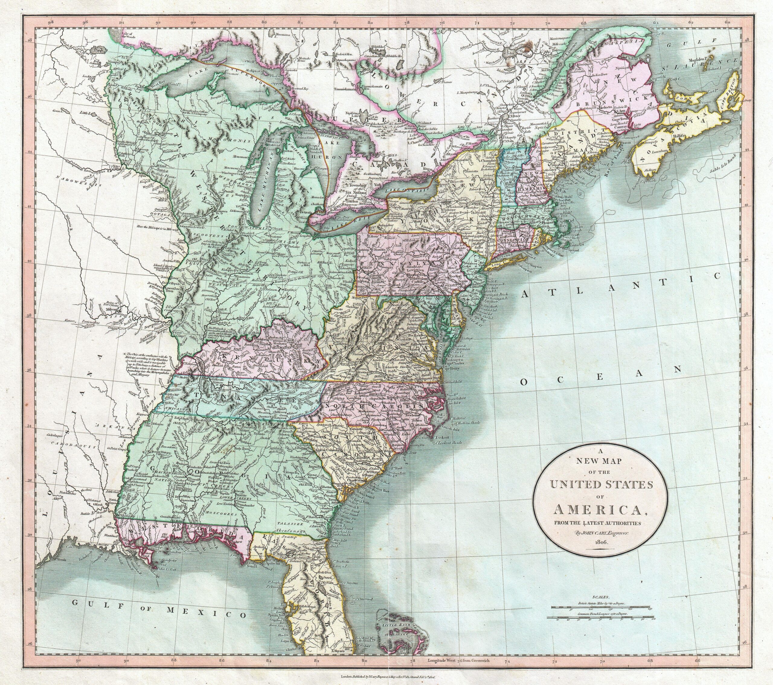 File 1806 Cary Map Of The United States East Of The Mississippi River Geographicus UnitedStates cary 1806 jpg Wikimedia Commons