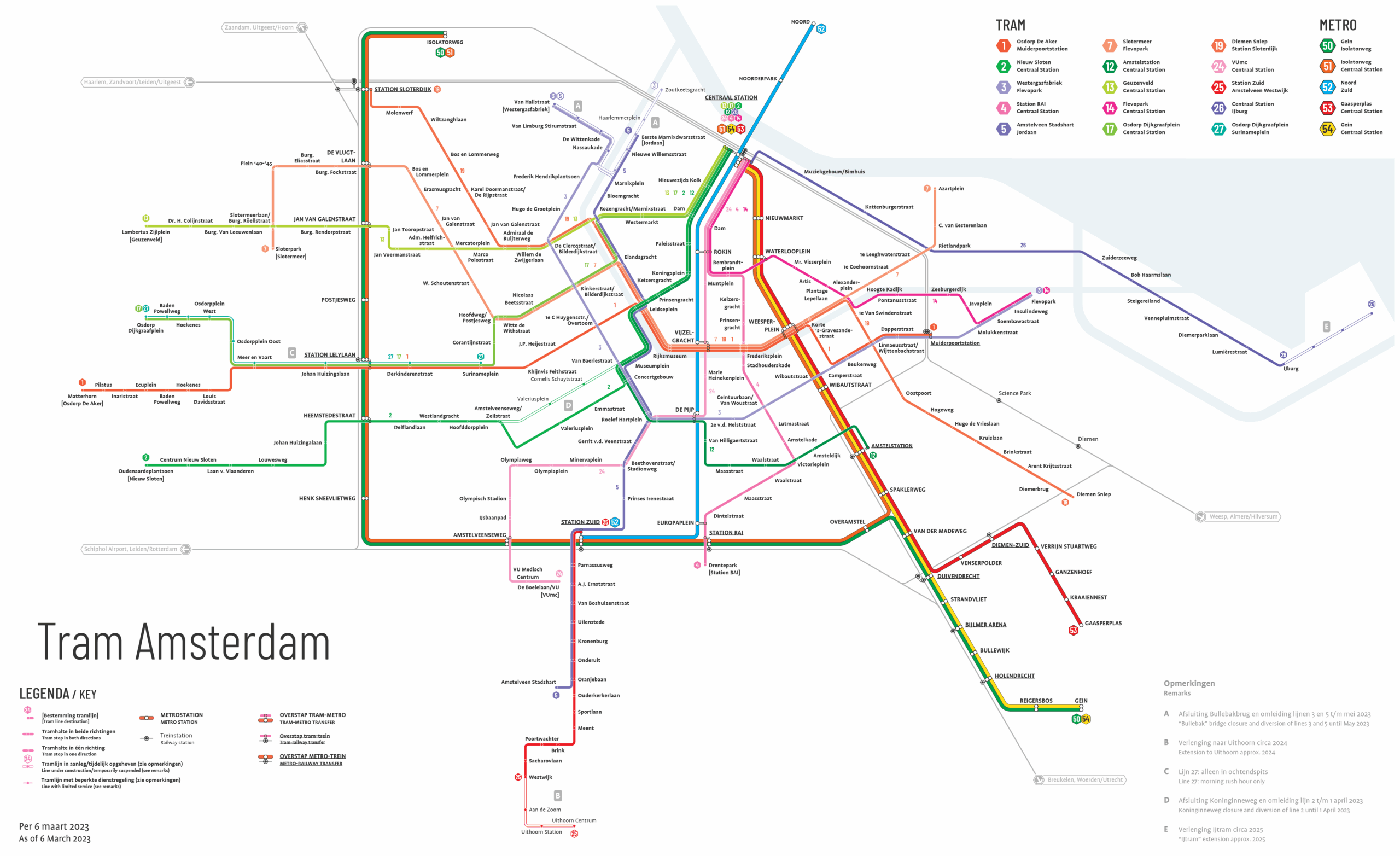 Amsterdam Tram Map Printable
