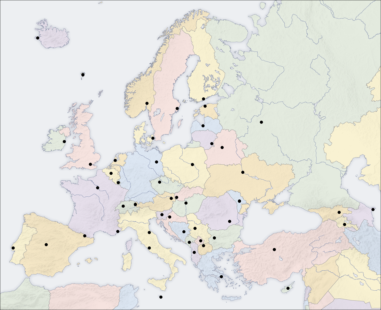Europe Map With Capitals Printable