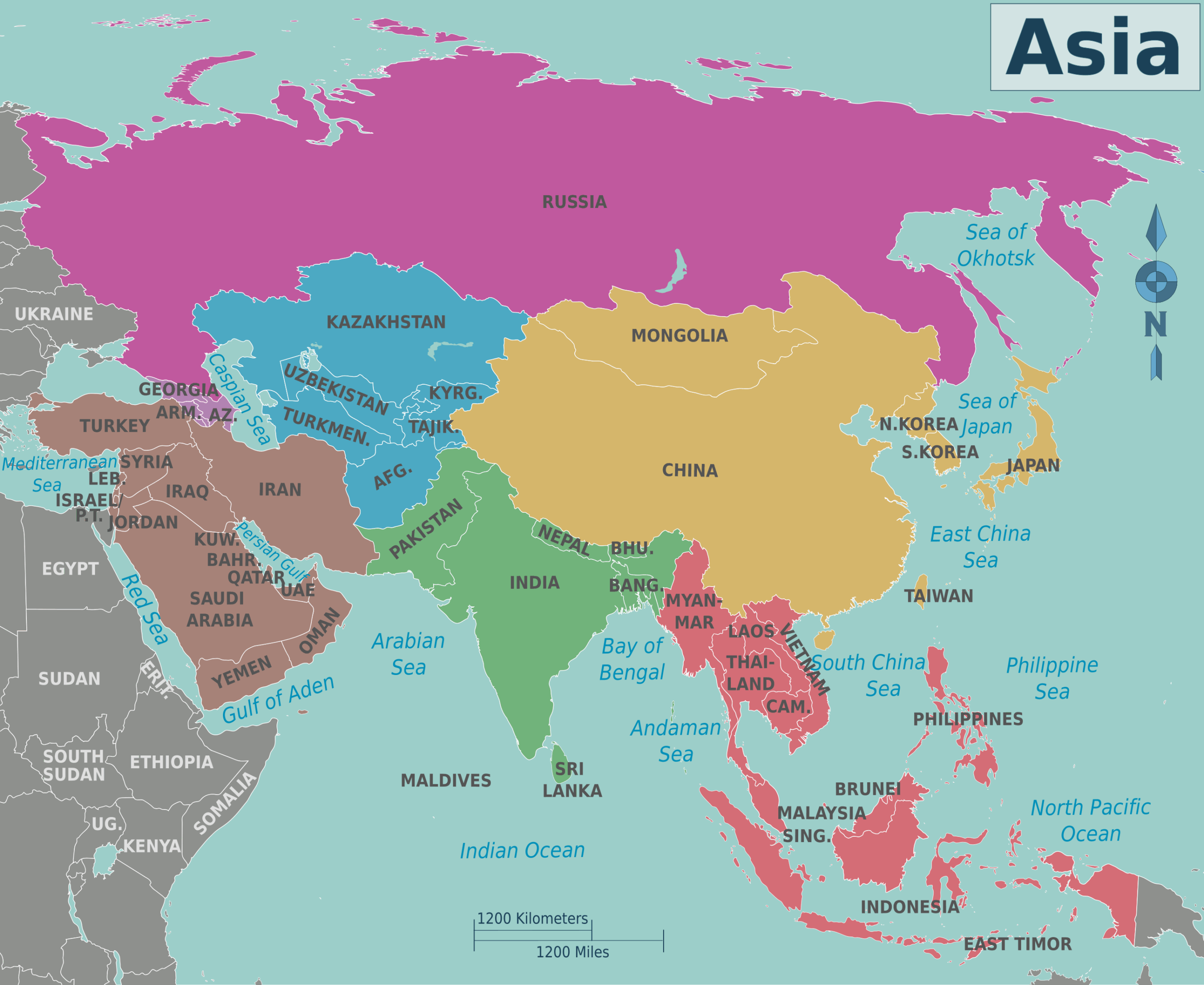 Free Printable Map Of Asia