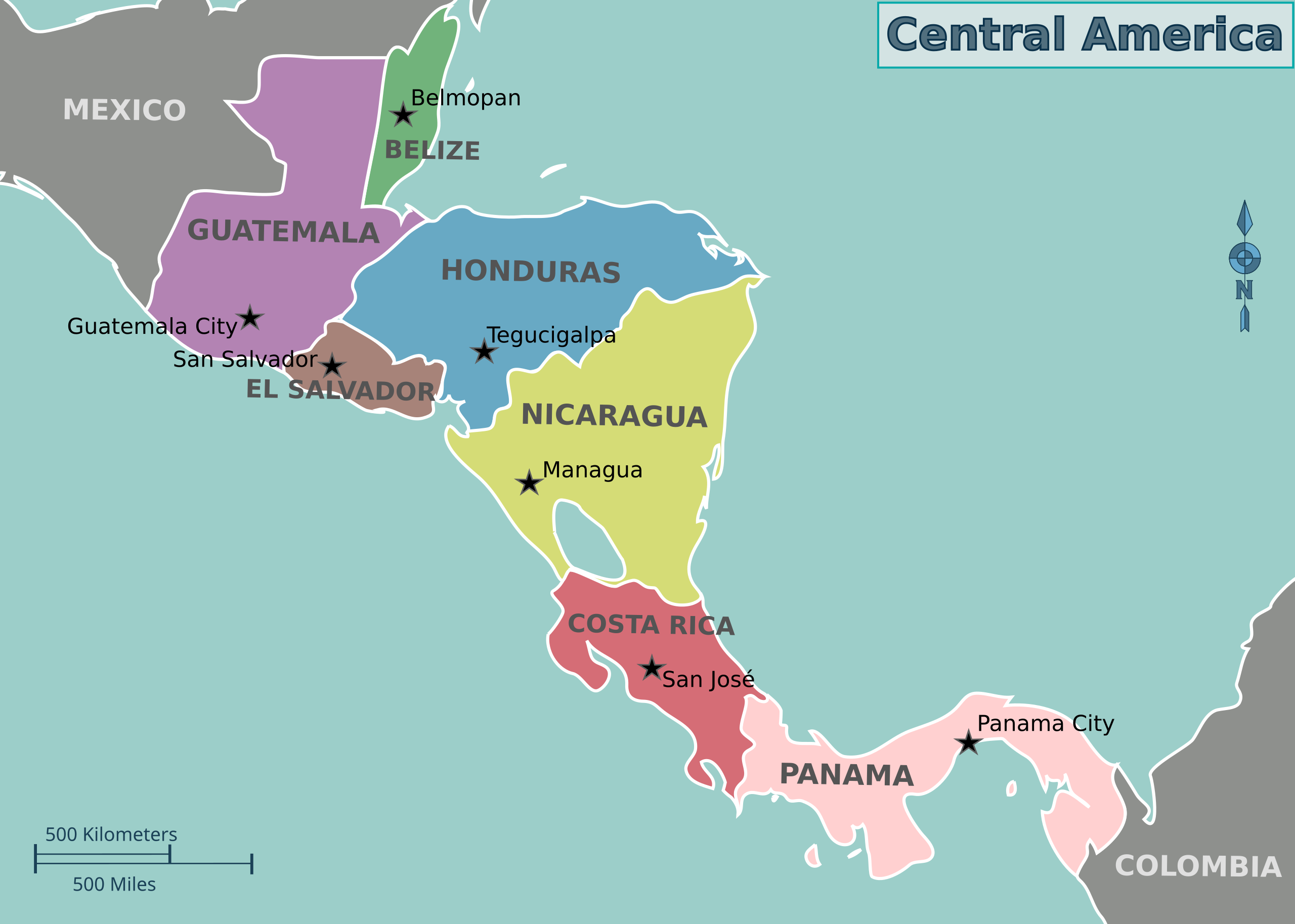Printable Copy Of Central America Map