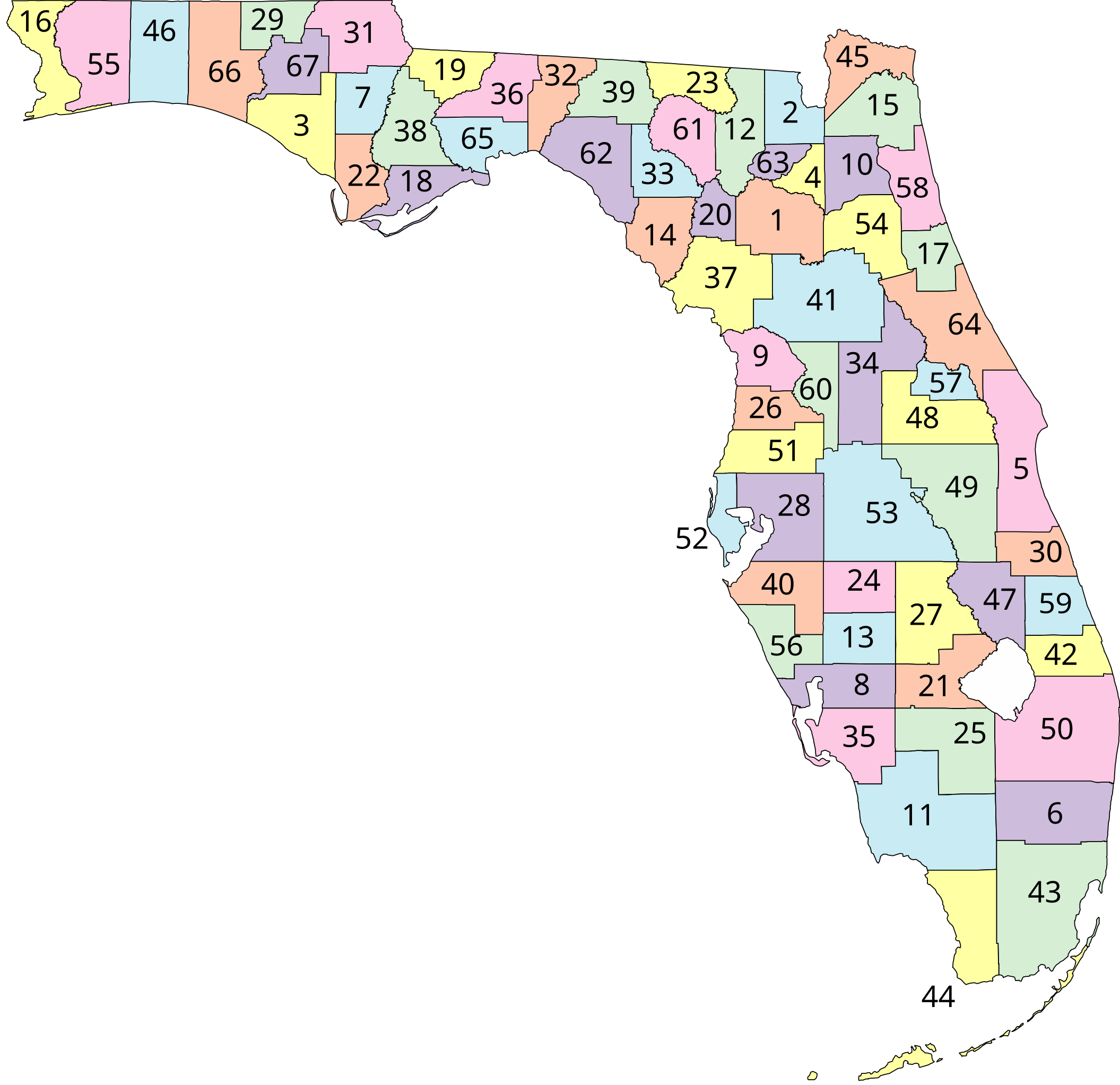Florida Map By County Printable