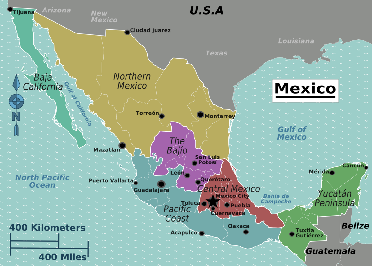 File Mexico Regions Map png Wikimedia Commons