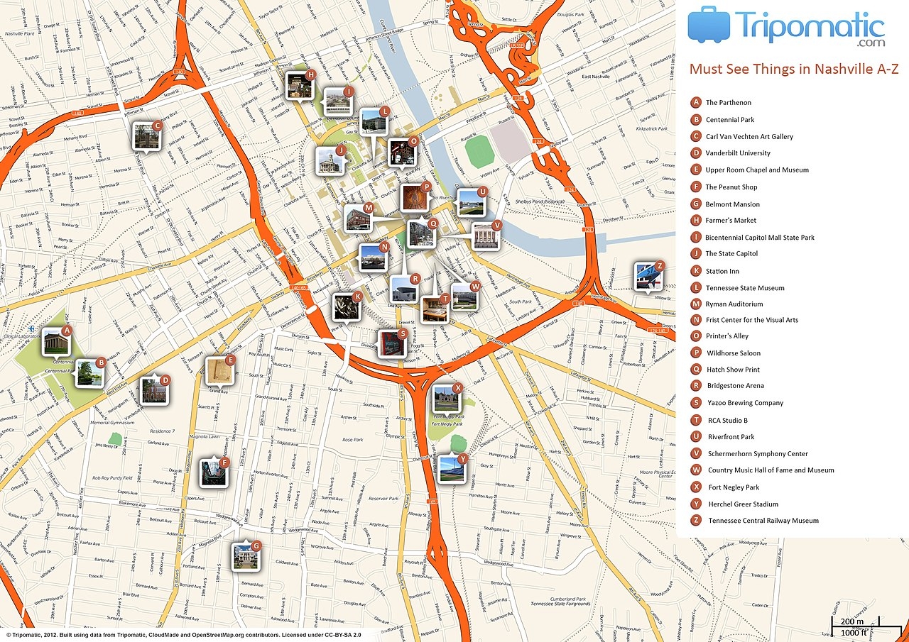 Downtown Nashville Map Printable