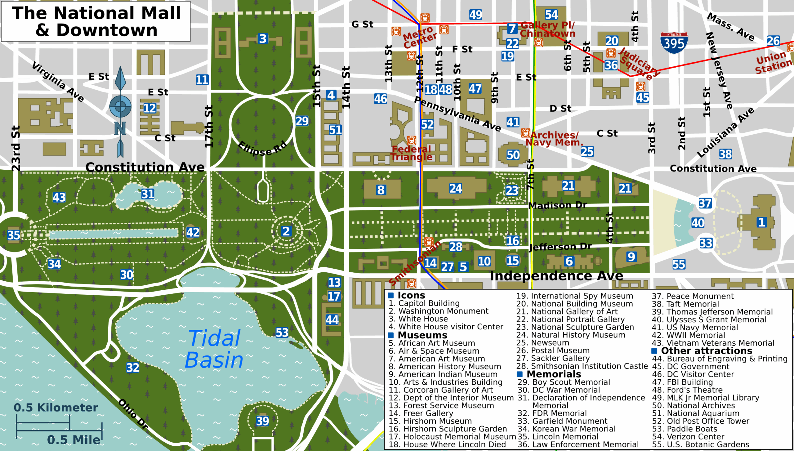 Free Printable Dc Tourist Map