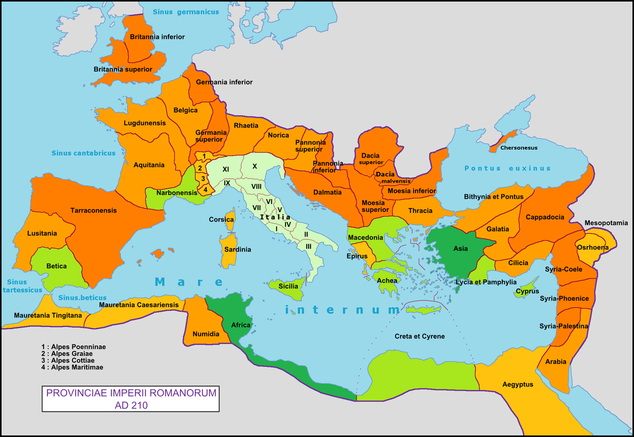 File Roman Empire With Provinces In 210 AD png Wikimedia Commons