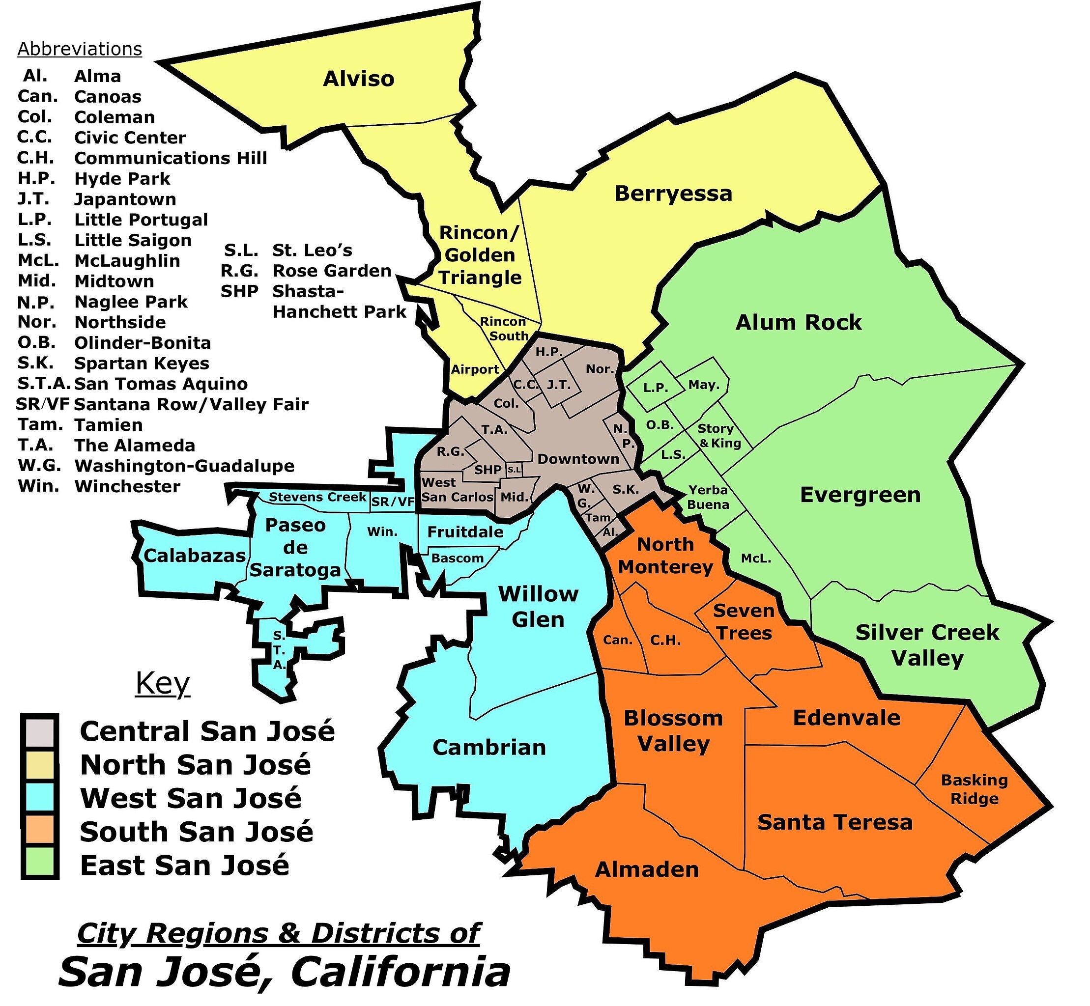 File San Jose California Map Of City Regions Districts jpg Wikimedia Commons