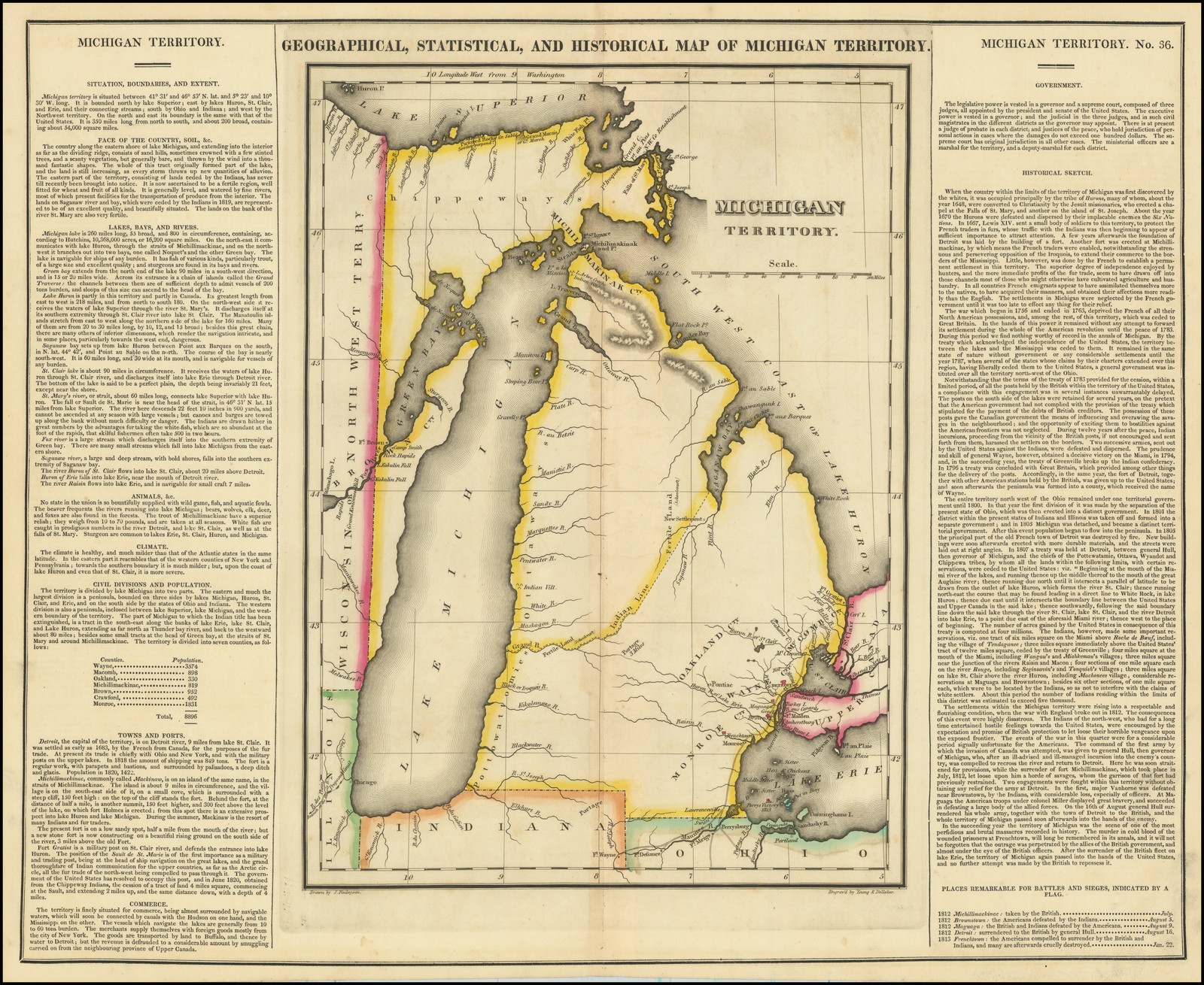First Separate Map Of Michigan Territory Geographical Statistical And Historical Map Of Michigan Territory Barry Lawrence Ruderman Antique Maps Inc 