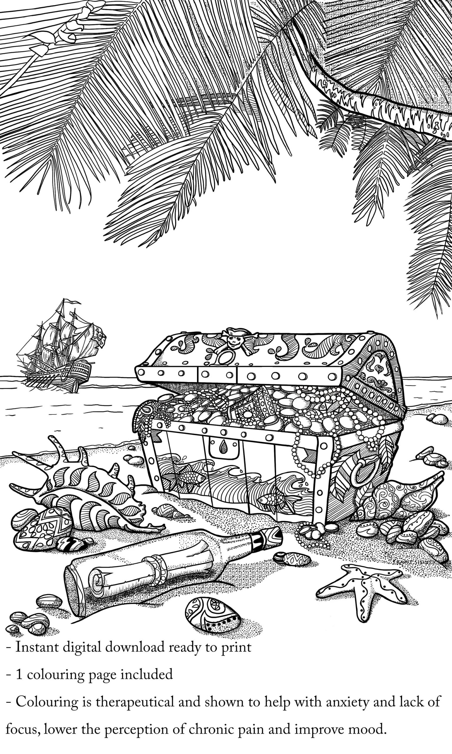 FIVE Printable Instant Download Colouring Pages Featuring Pirates Dogs Pirate Treasure Map Swords And A Prince Etsy
