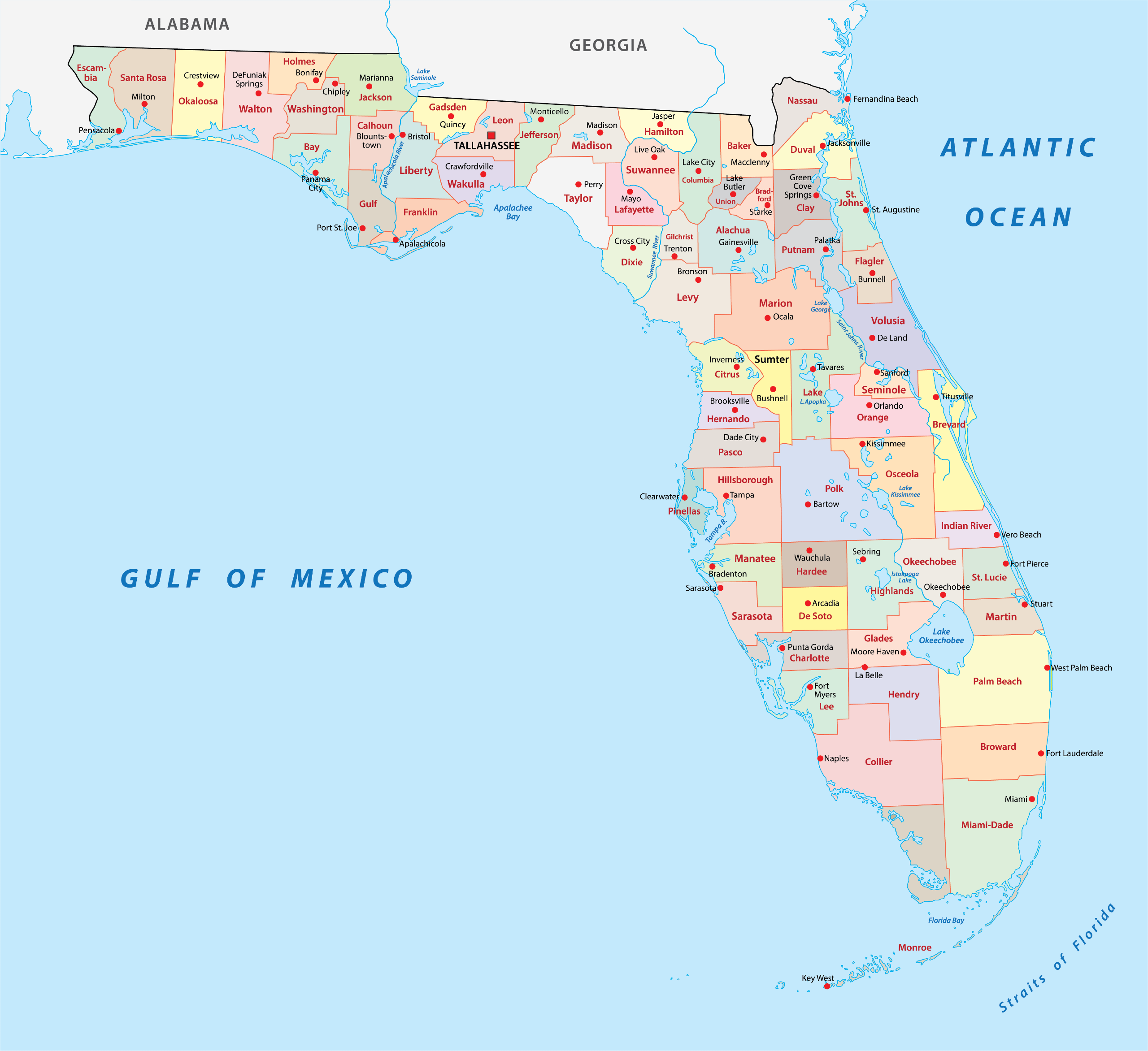 Florida County Map Printable Florida County Map Printable