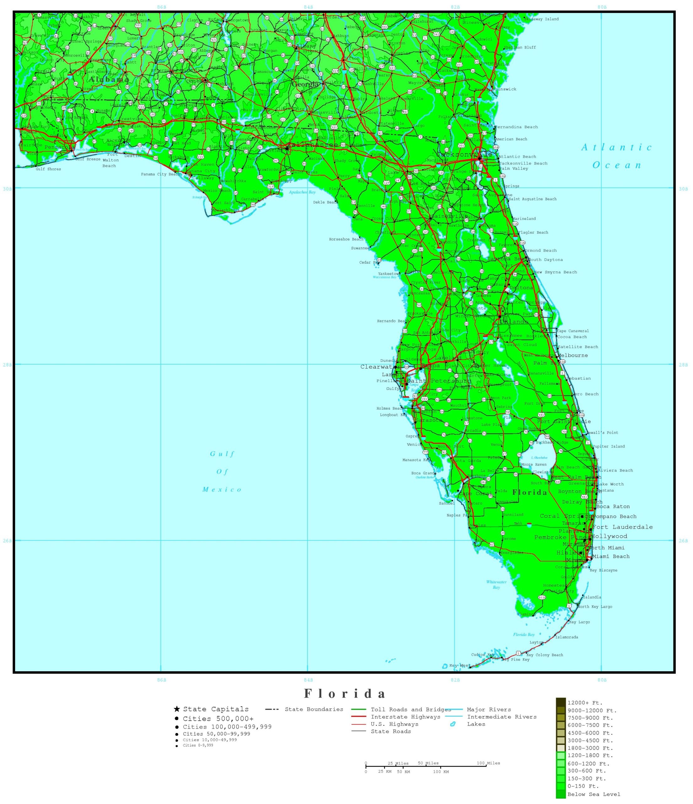Physical Map Of Florida Printable