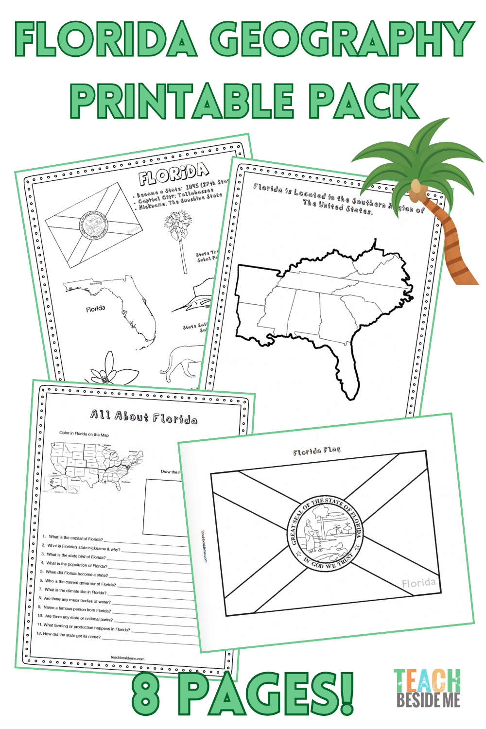 Florida Geography For Kids Printable State Study Pack Teach Beside Me