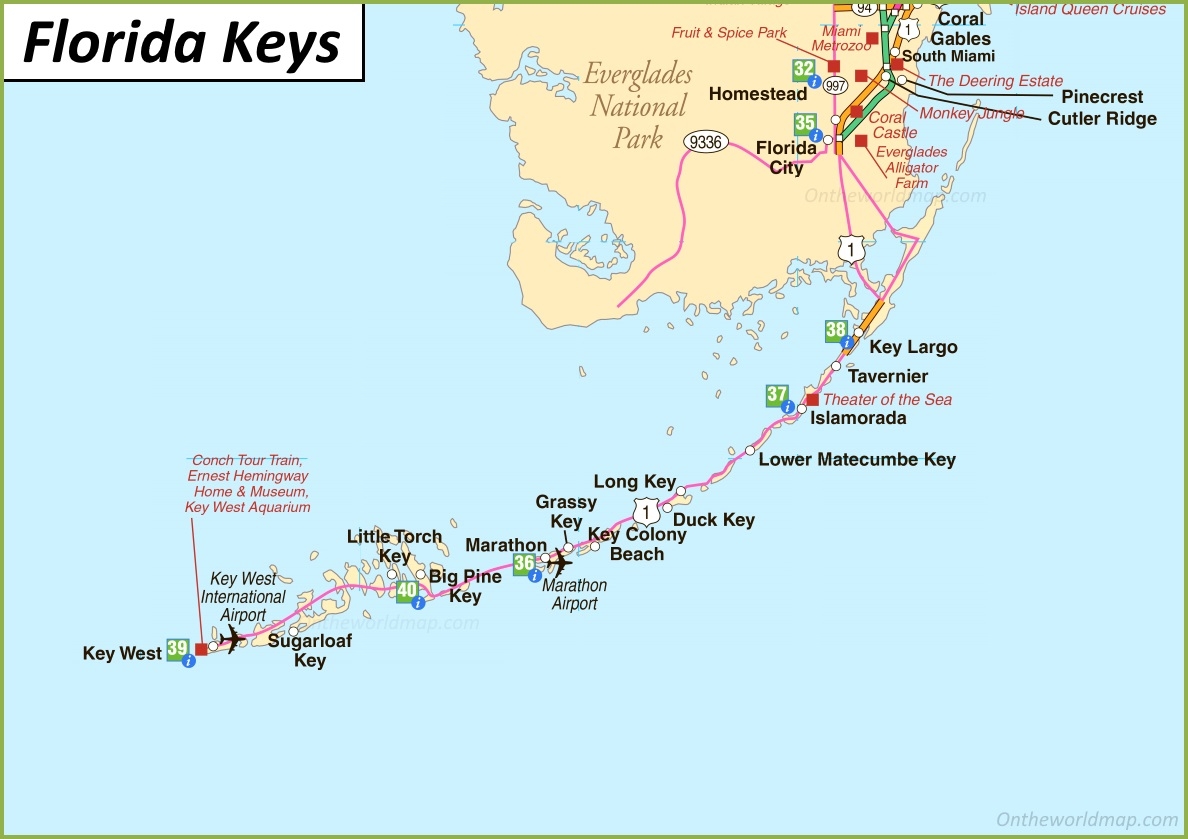 Detailed Map Florida Keys Printable