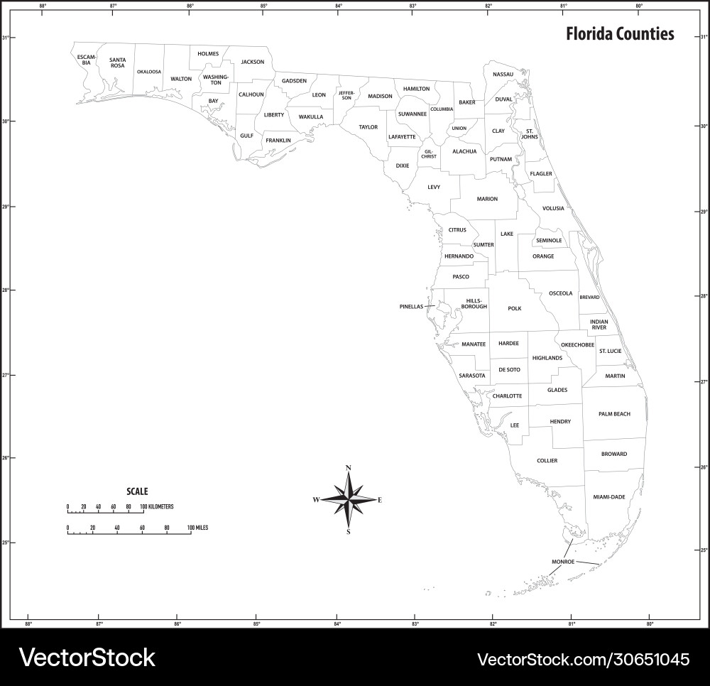 Florida Map With Counties Printable