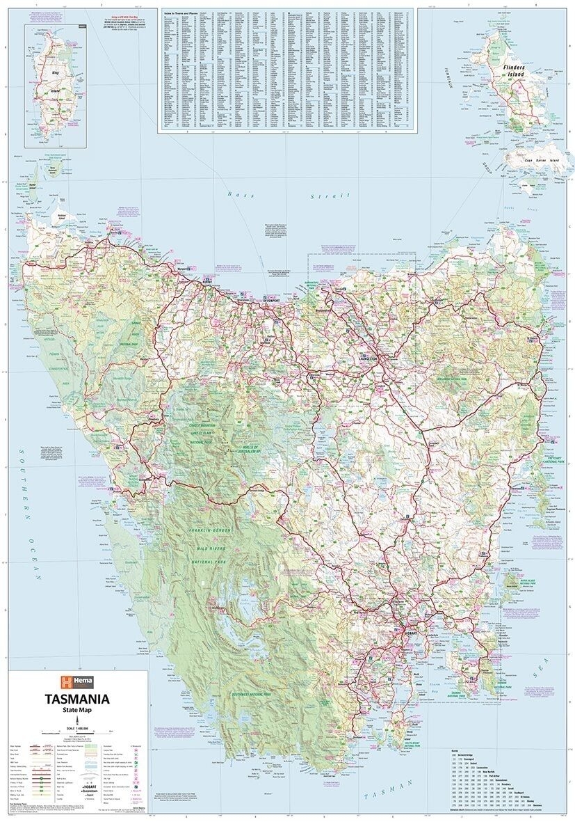 FOLDED MAP OF TASMANIA STATE 70X100CM POSTER AUSTRALIA ROAD GUIDE TRAVEL EBay