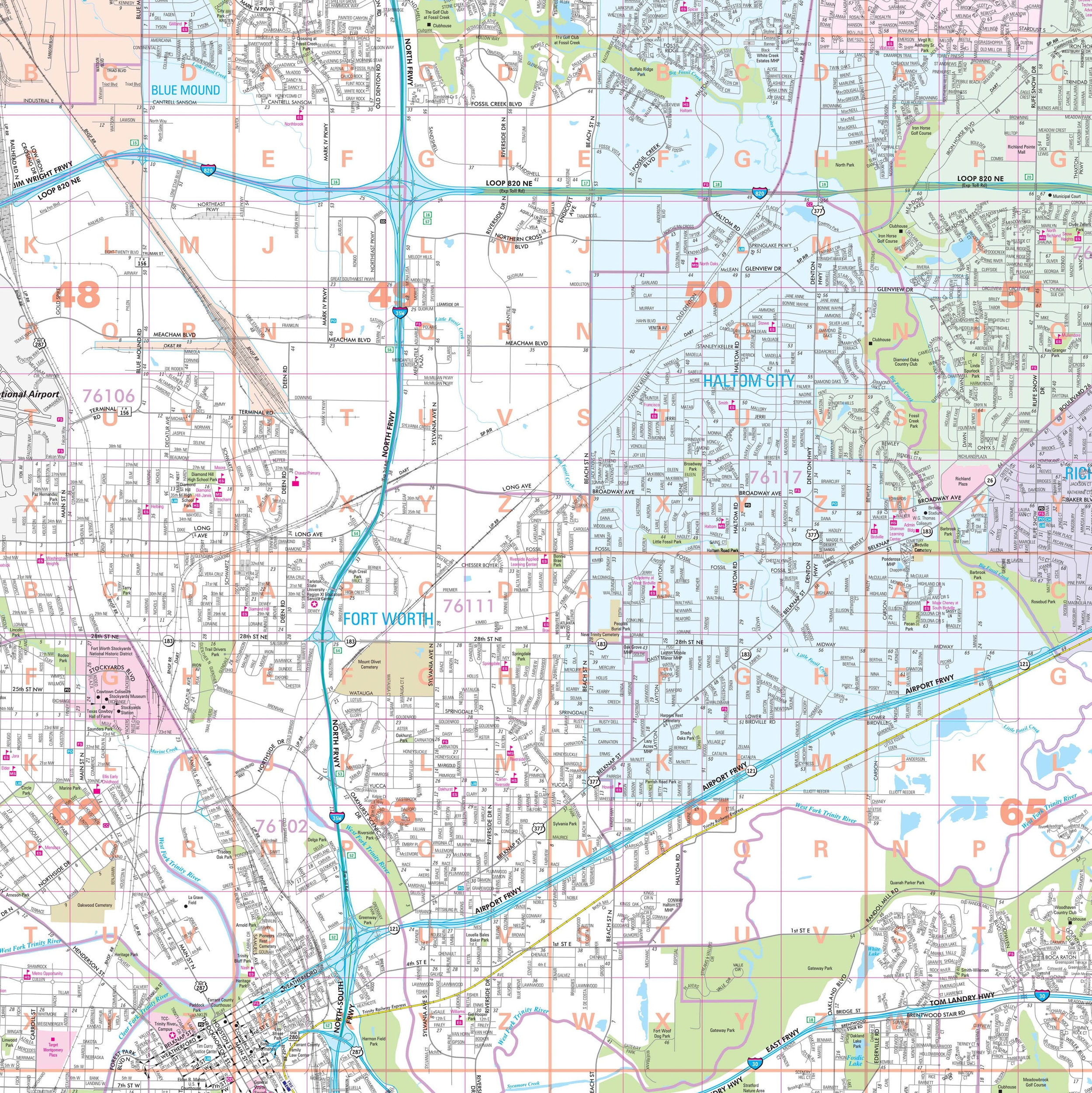 Fort Worth TX Wall Map By Kappa The Map Shop Fort Worth TX Wall Map By Kappa The Map Shop