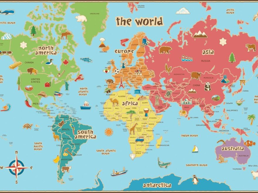 Free Blank Printable World Map For Kids Children PDF