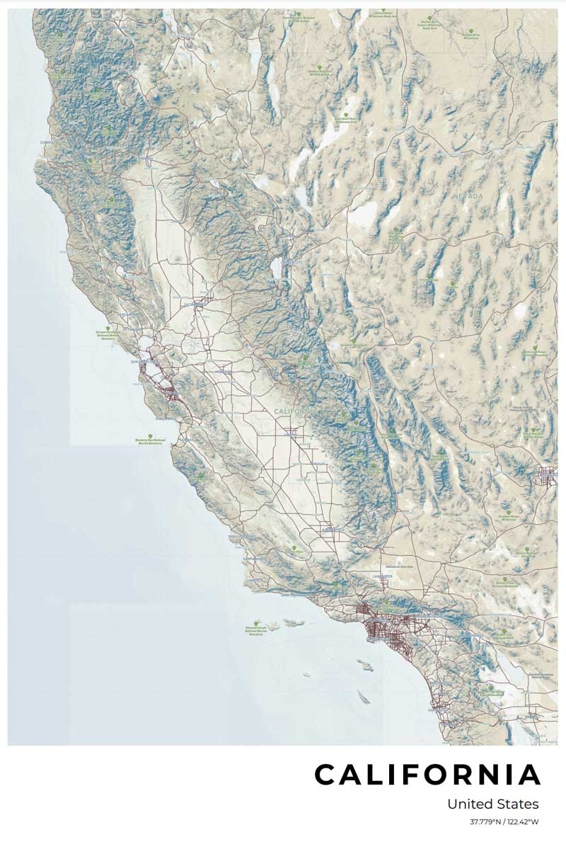Free California Map Craft Oak