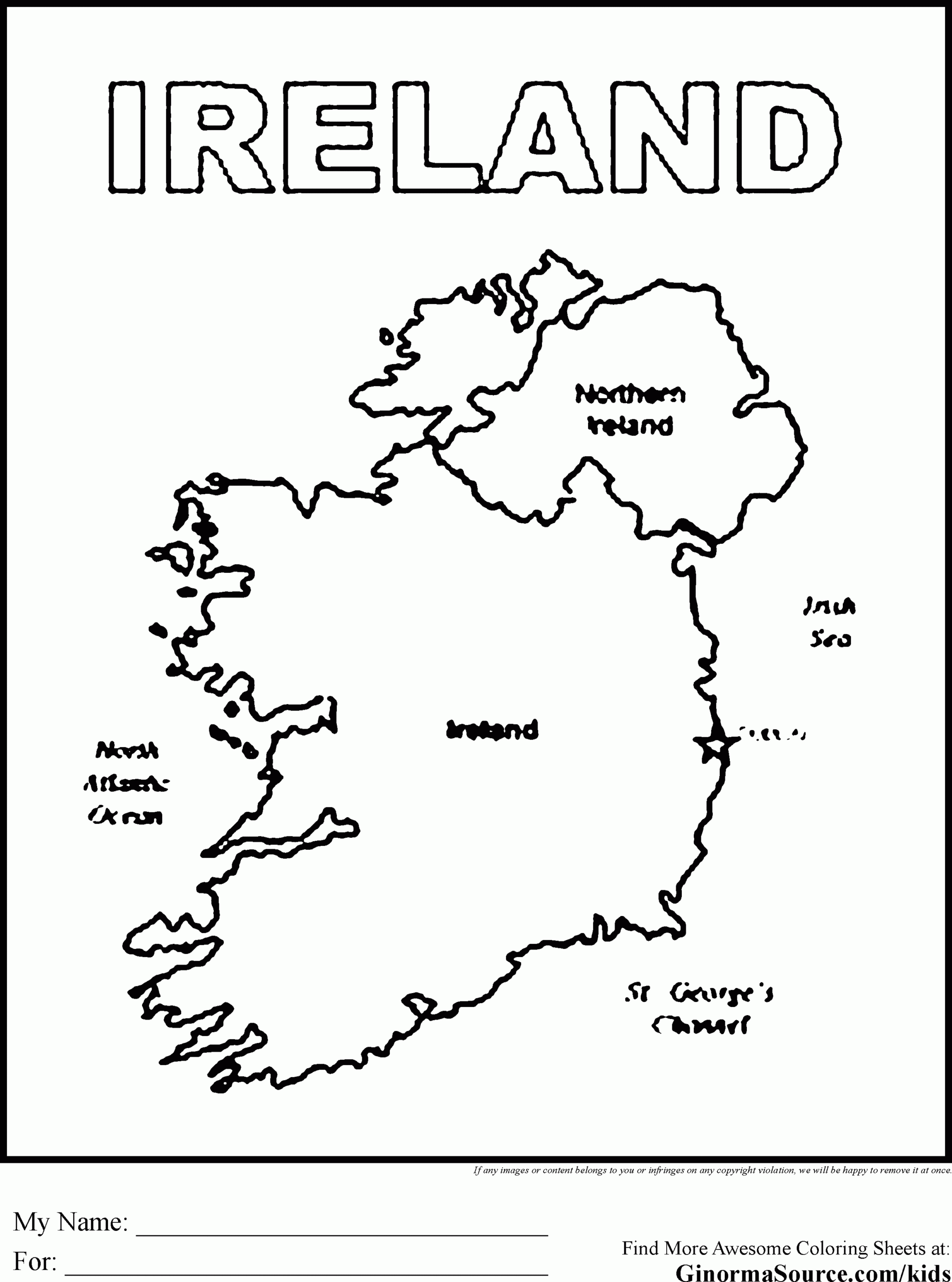 Outline Map Of Ireland Printable