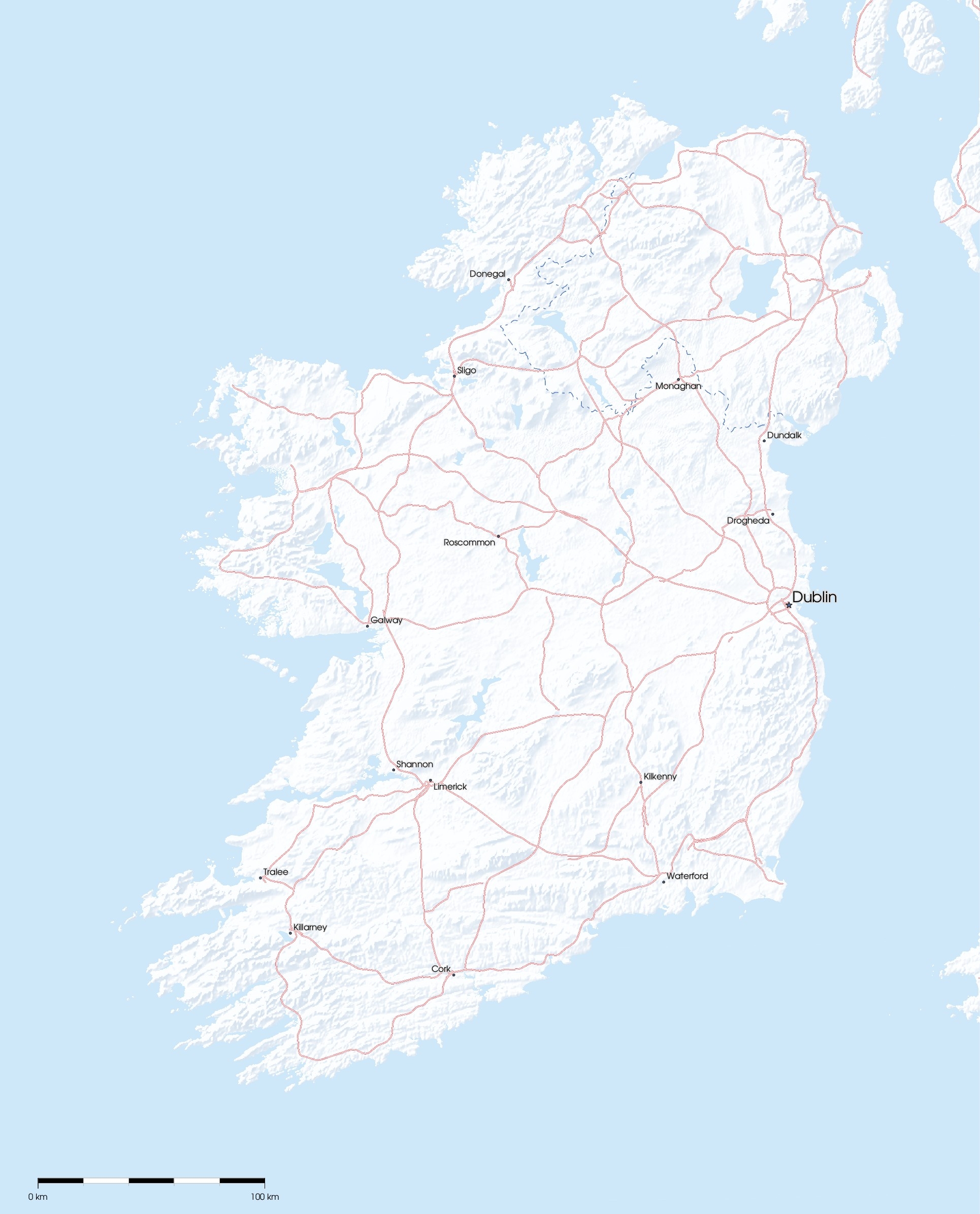 Printable Road Map Of Southern Ireland