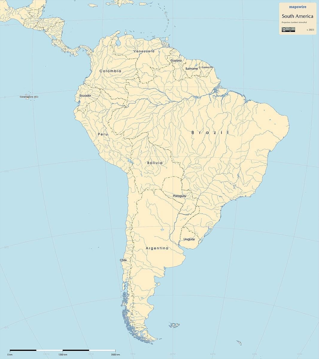 South America Map Countries Printable