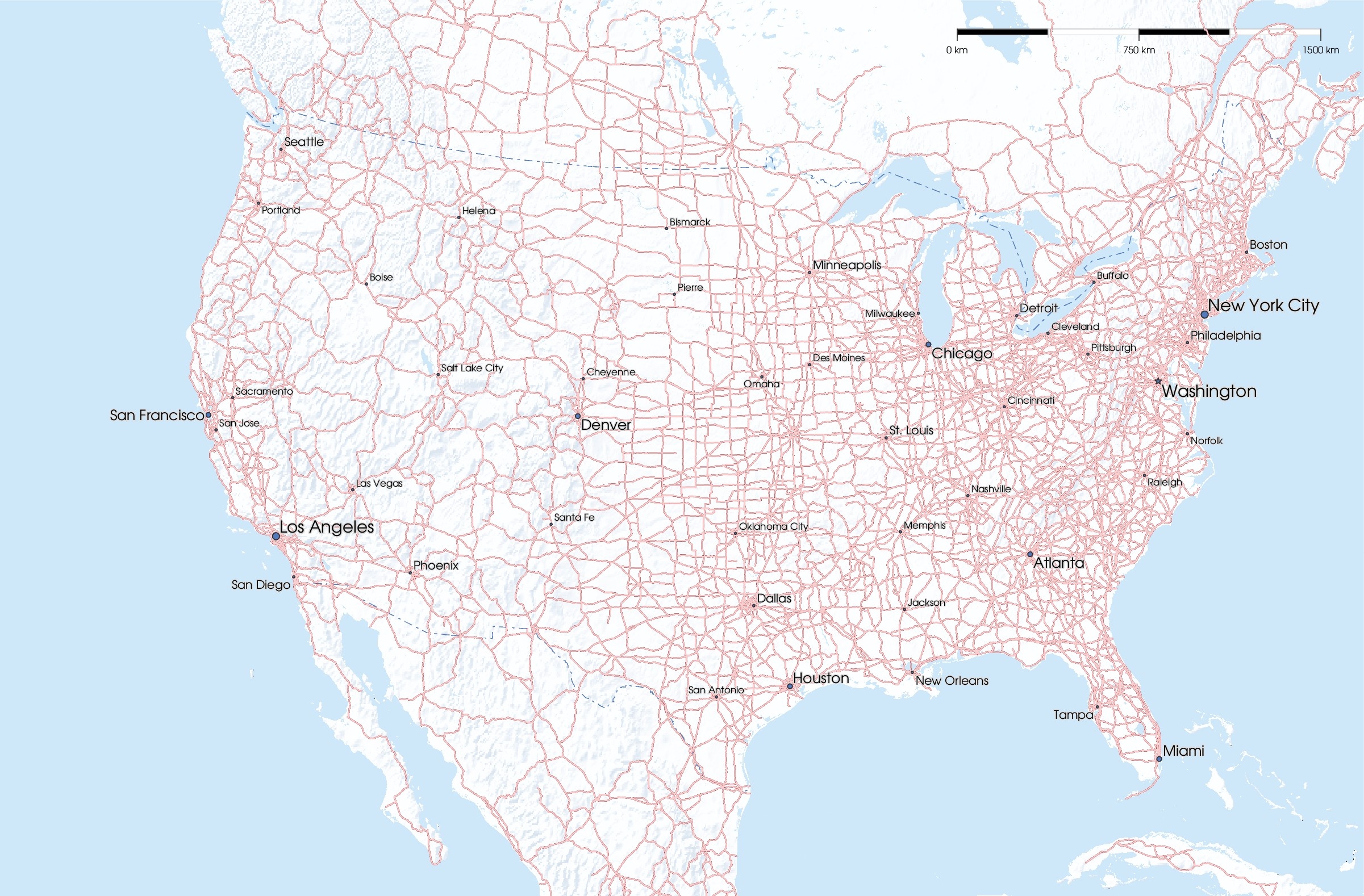 Us Map Of States With Cities Printable