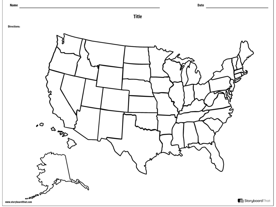 Free Printable Blank US Map Worksheets Library