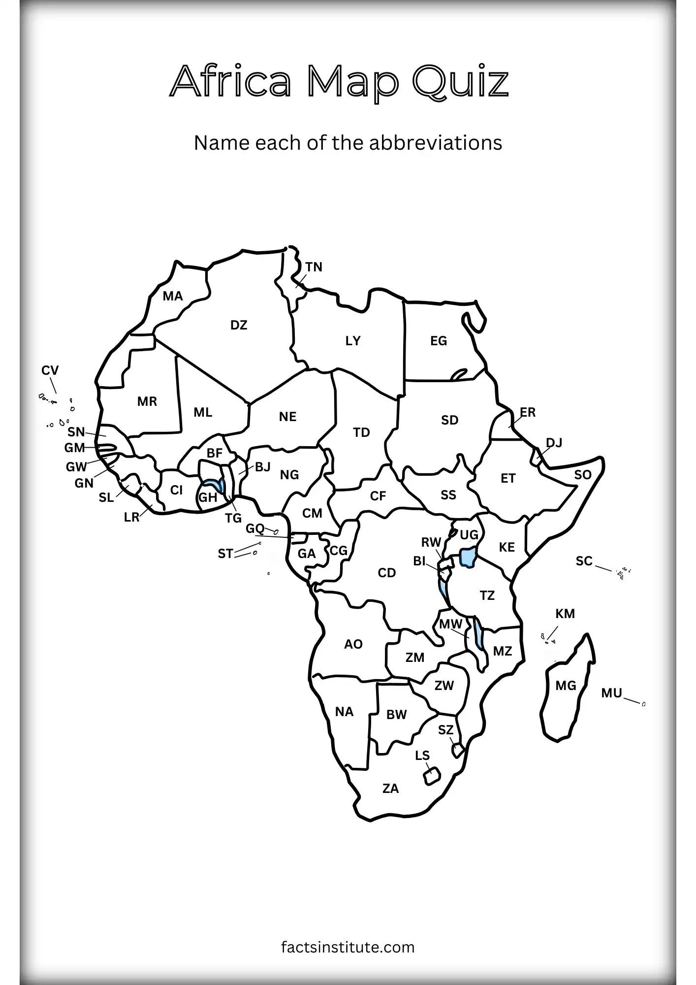 Free Printable Map Of Africa The Facts Institute