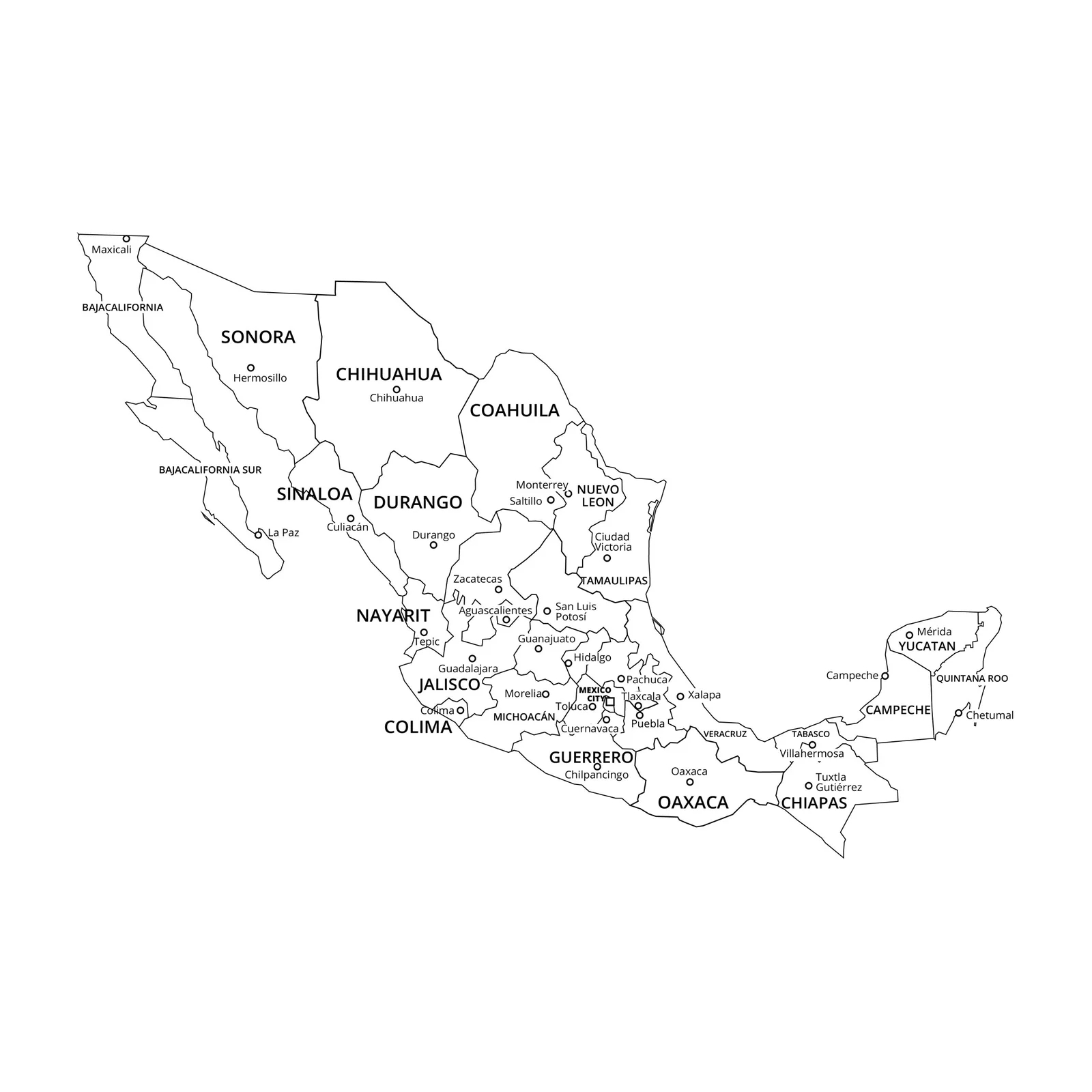 Free Printable Mexico Maps With Cities