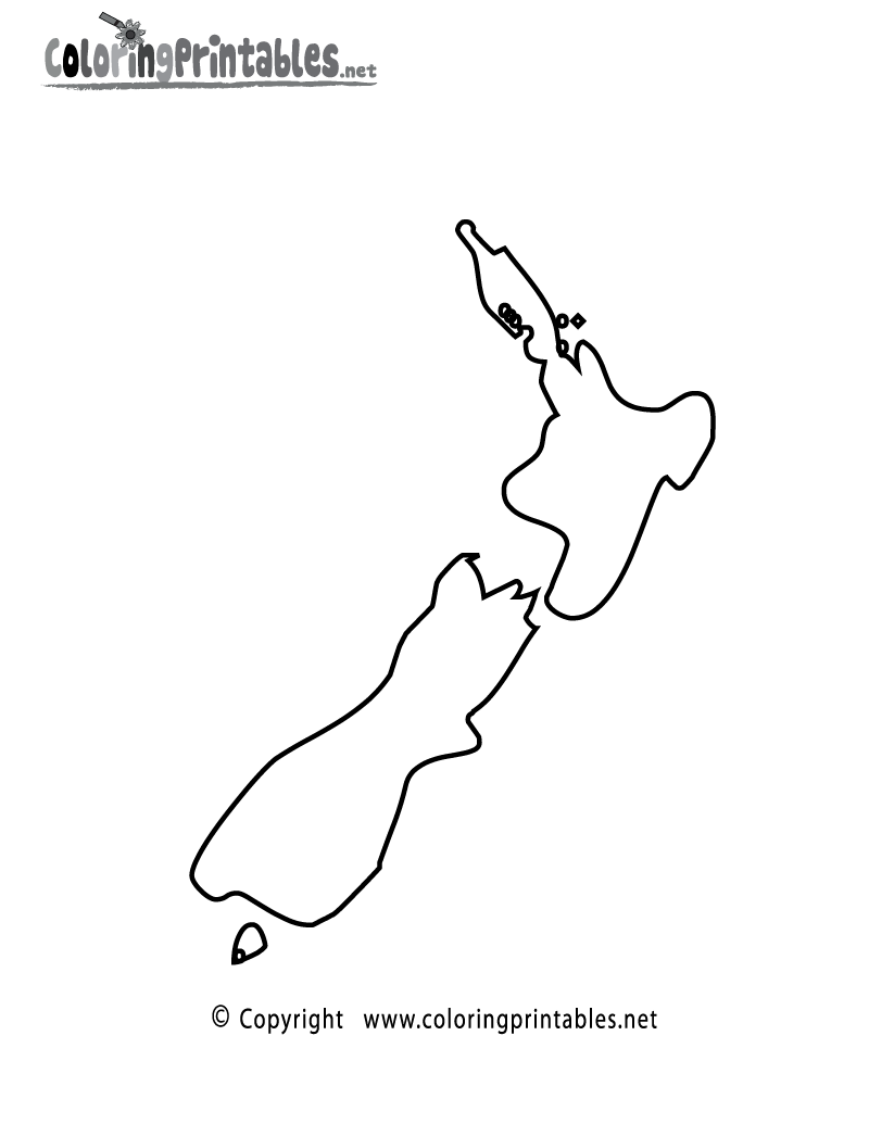 Free Printable New Zealand Map Coloring Page