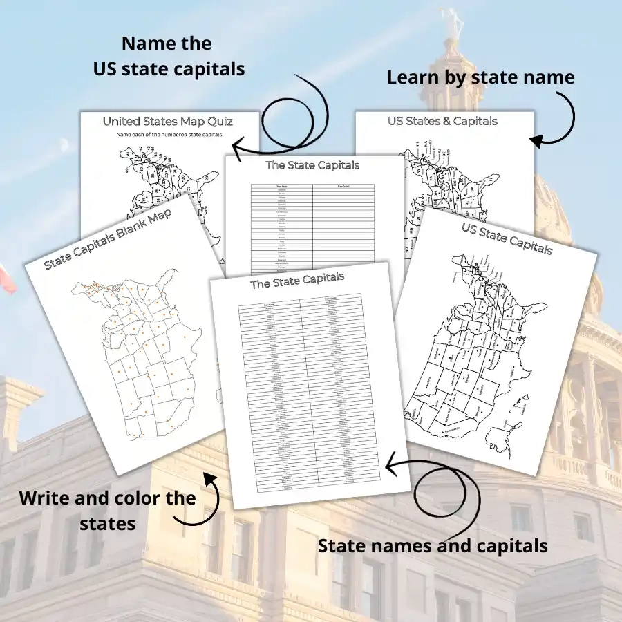 Free Printable US States And Capitals Map Other Goodies The Facts Institute