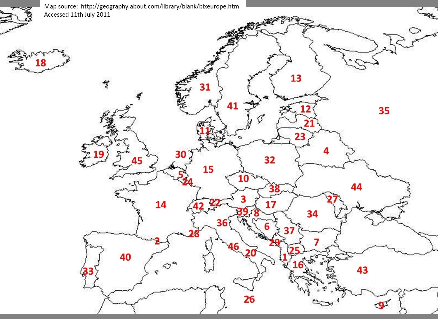 Free Printable World Map Quiz