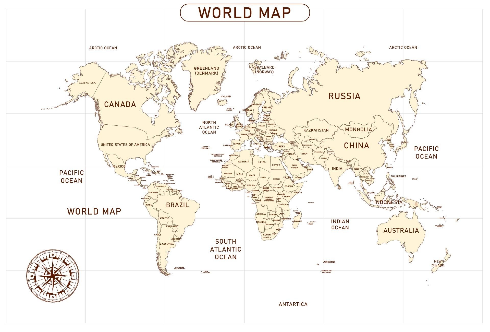 Free Printable World Map Labeled