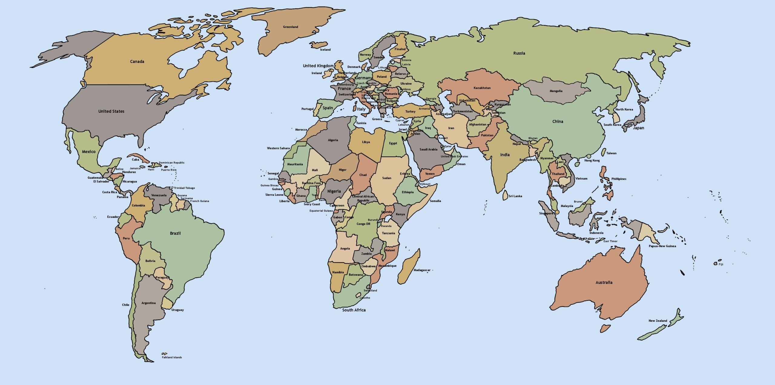 Free Printable Detailed World Map