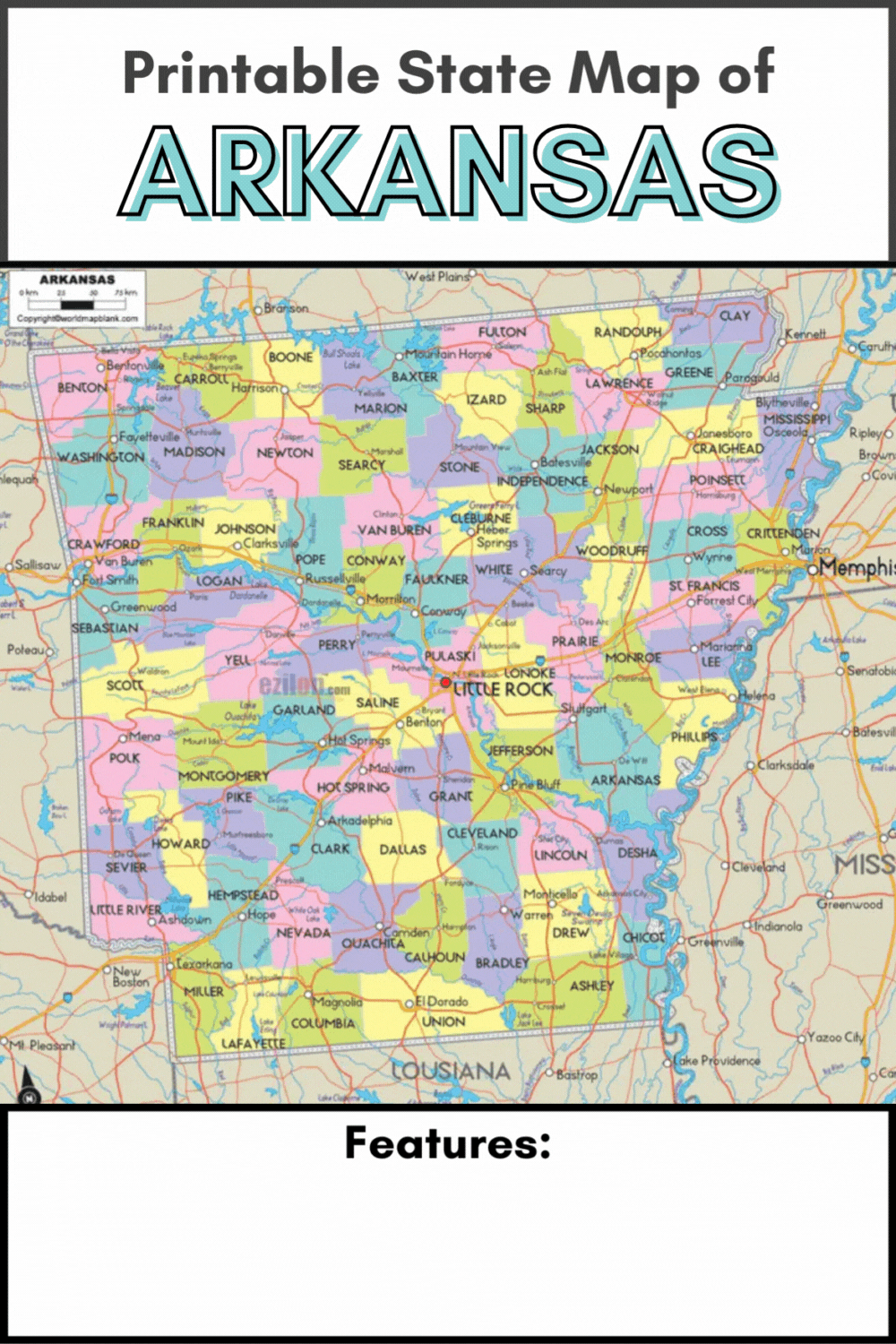 Free State Map Of Arkansas
