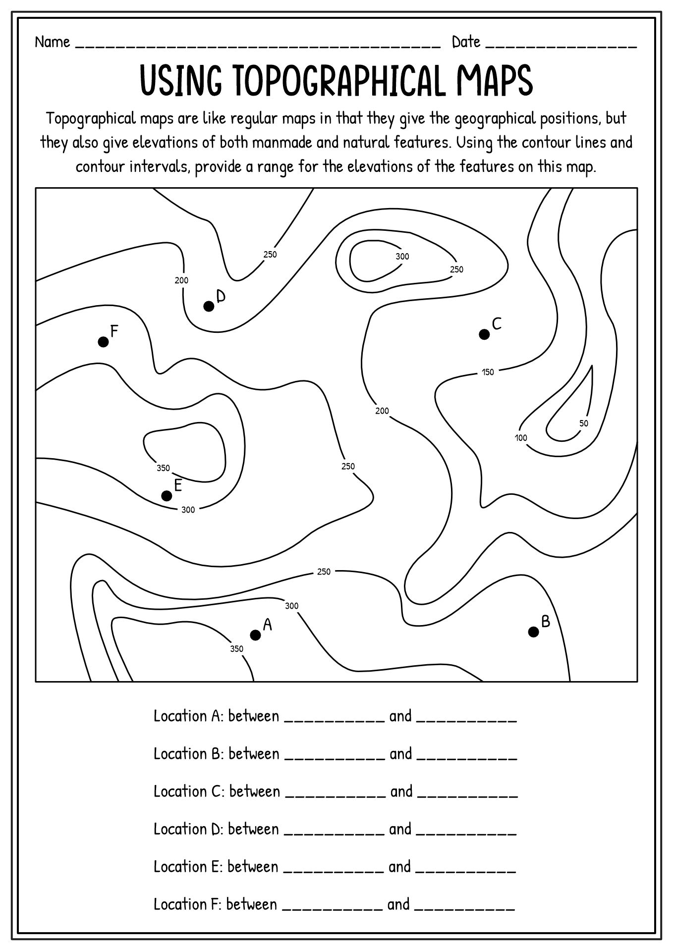 Free Topographic Worksheet Download Free Topographic Worksheet Png Images Free Worksheets On Clipart Library