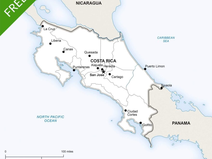 Free Vector Map Of Costa Rica Political One Stop Map