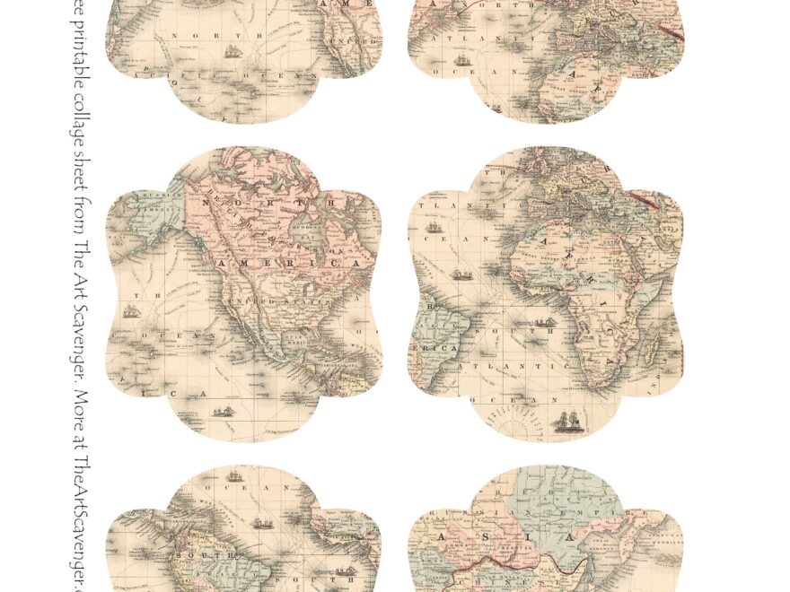 Free Vintage World Map Printable Ephemera For Junk Journals Scrapbooking Mixed Media The Art Scavenger