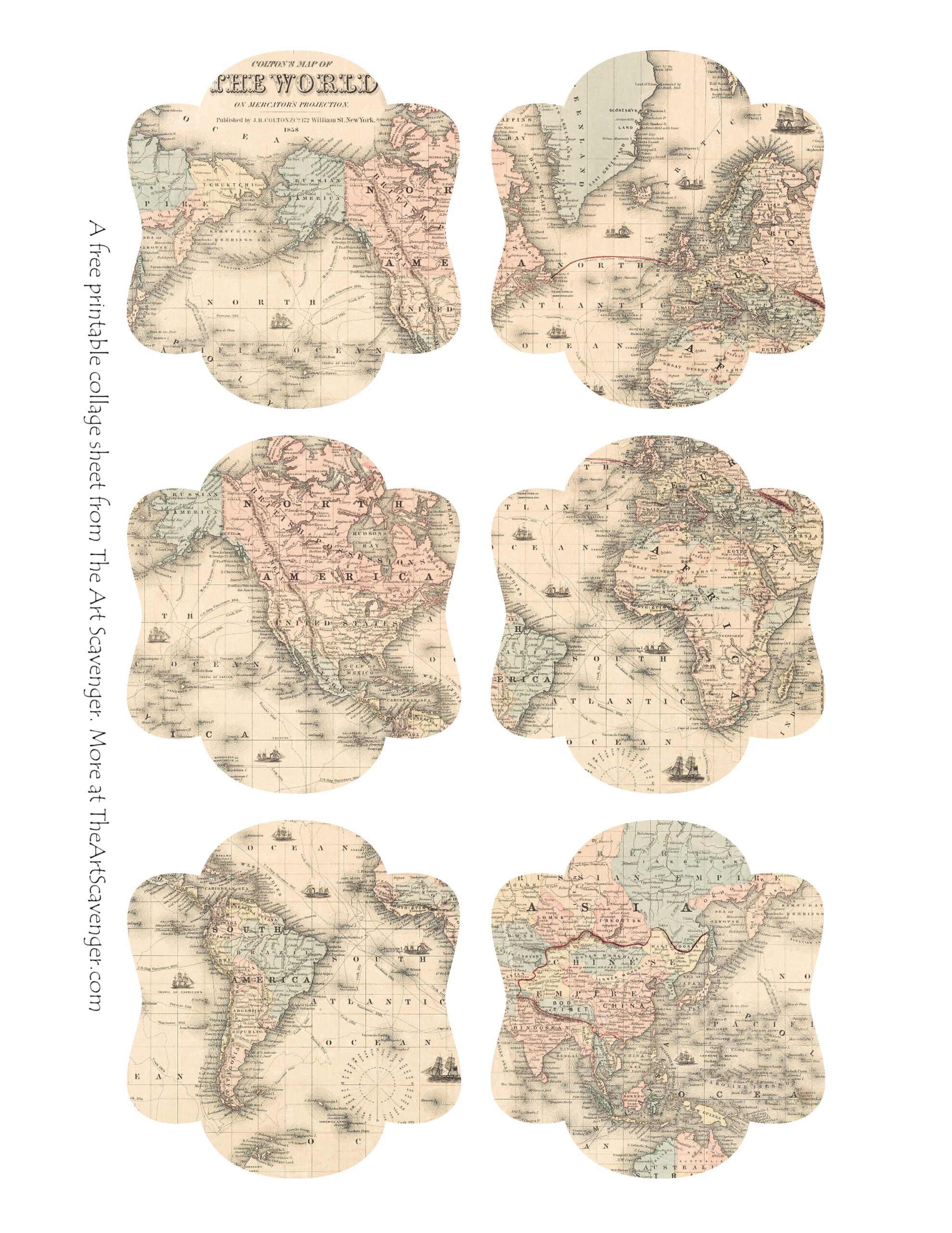 Free Vintage World Map Printable Ephemera For Junk Journals Scrapbooking Mixed Media The Art Scavenger