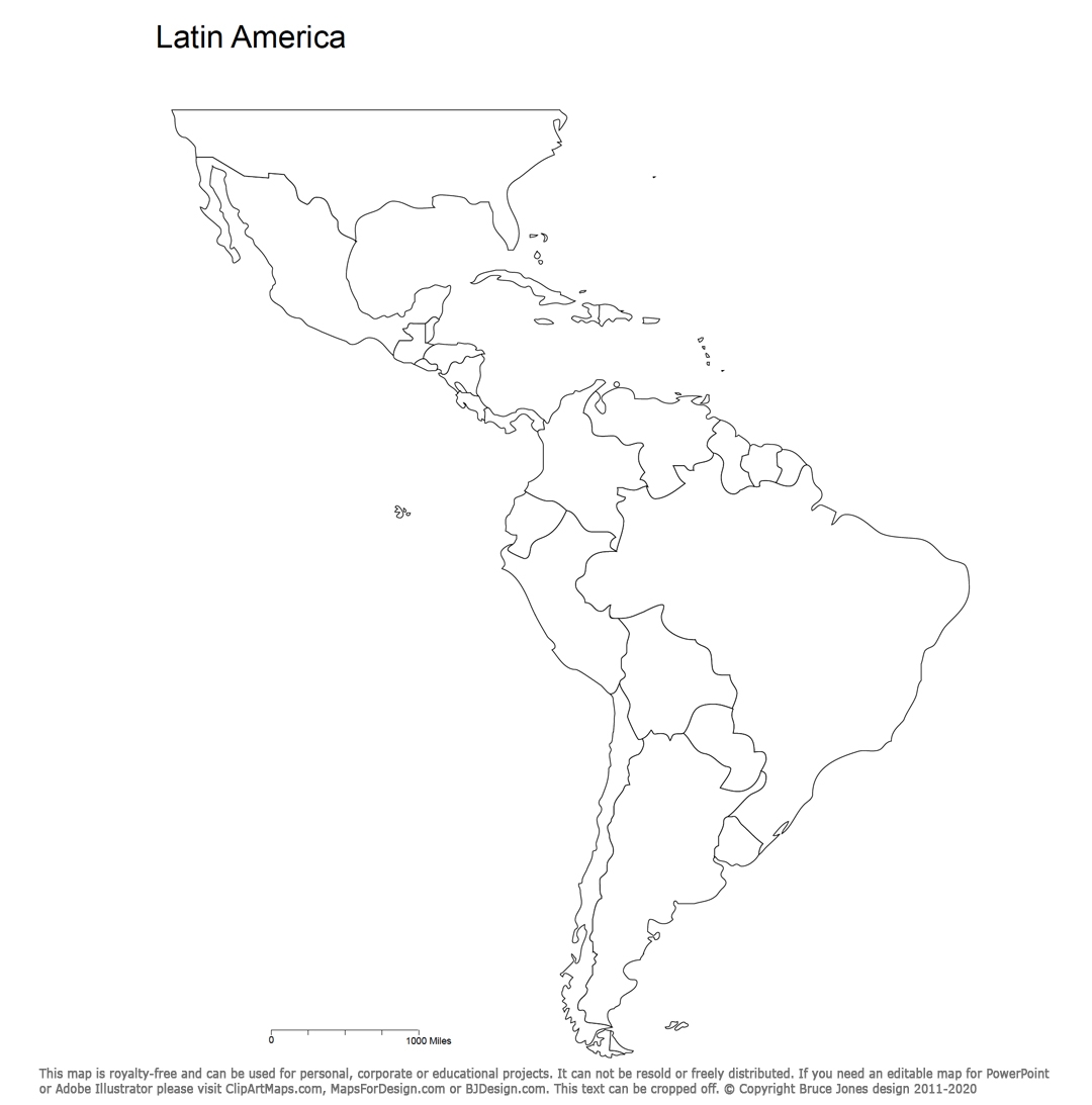 Printable Map Of Central And South America