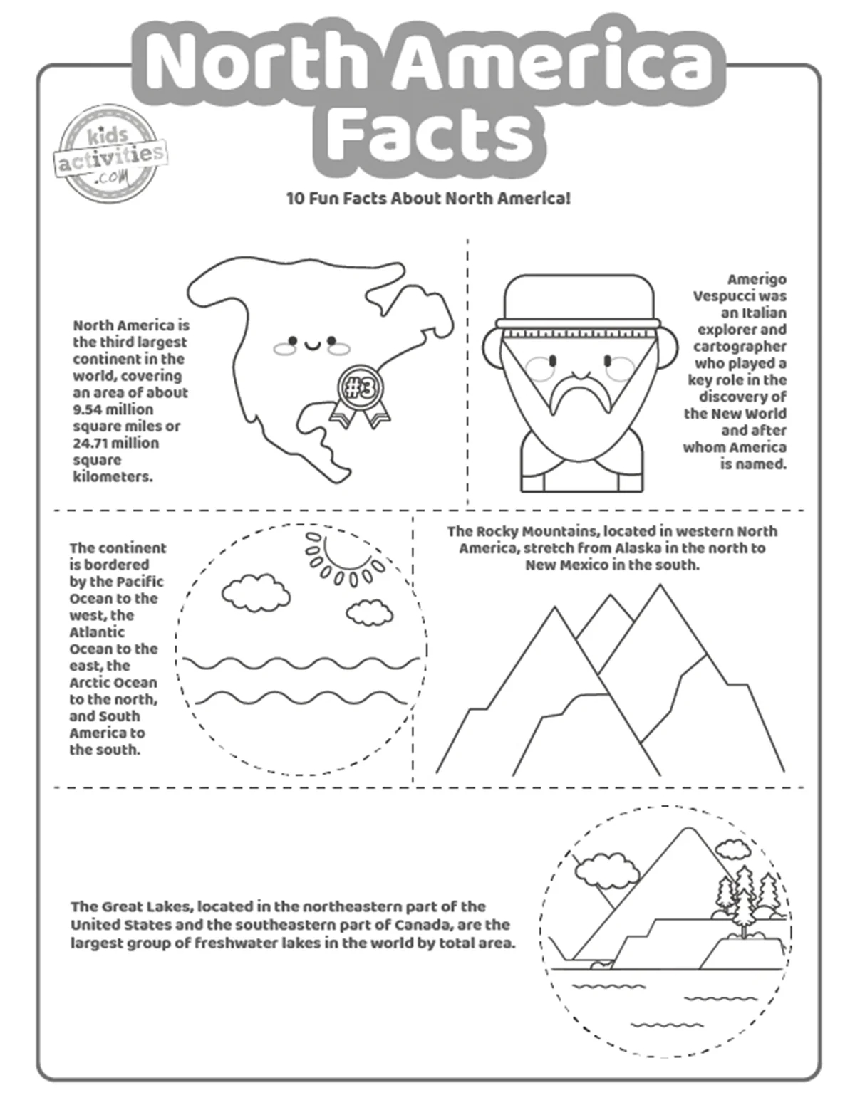 North America Map Kid Printable