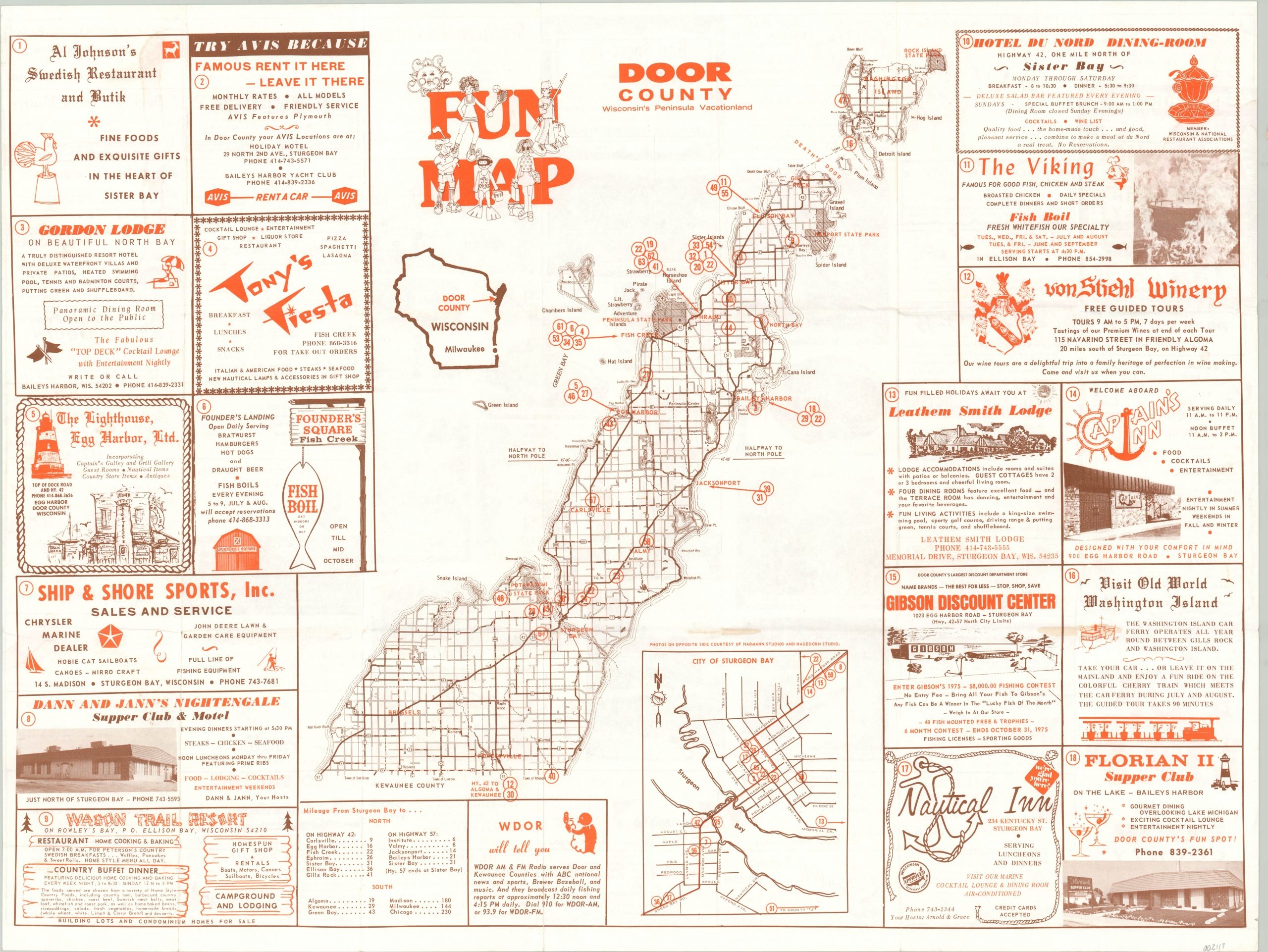 Fun Map Of Door County Wisconsin Curtis Wright Maps
