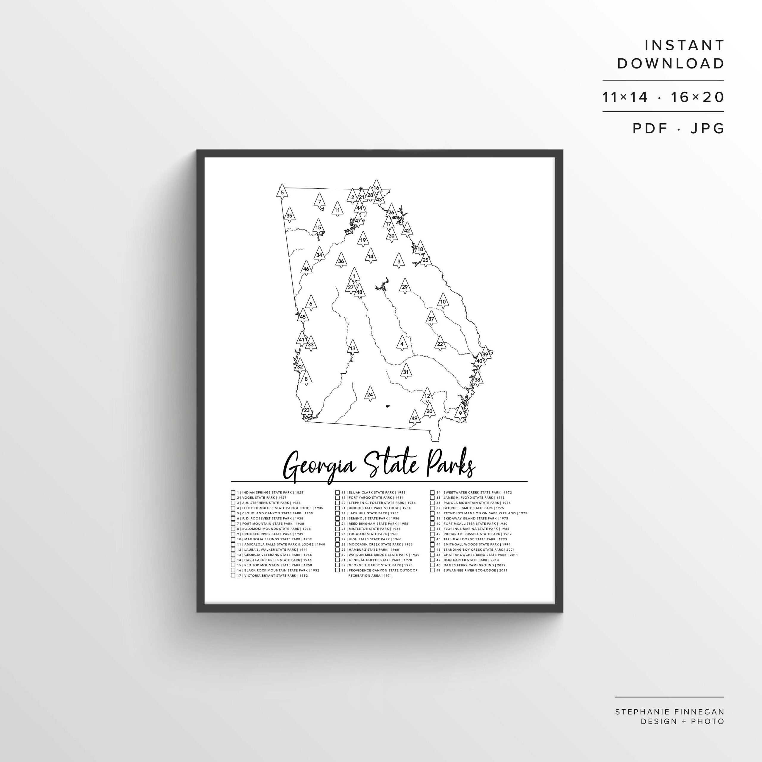 GA State Parks Map Printable Map Coloring Parks Map Georgia Parks GA State Parks Print Travel Map Adventure Map Etsy
