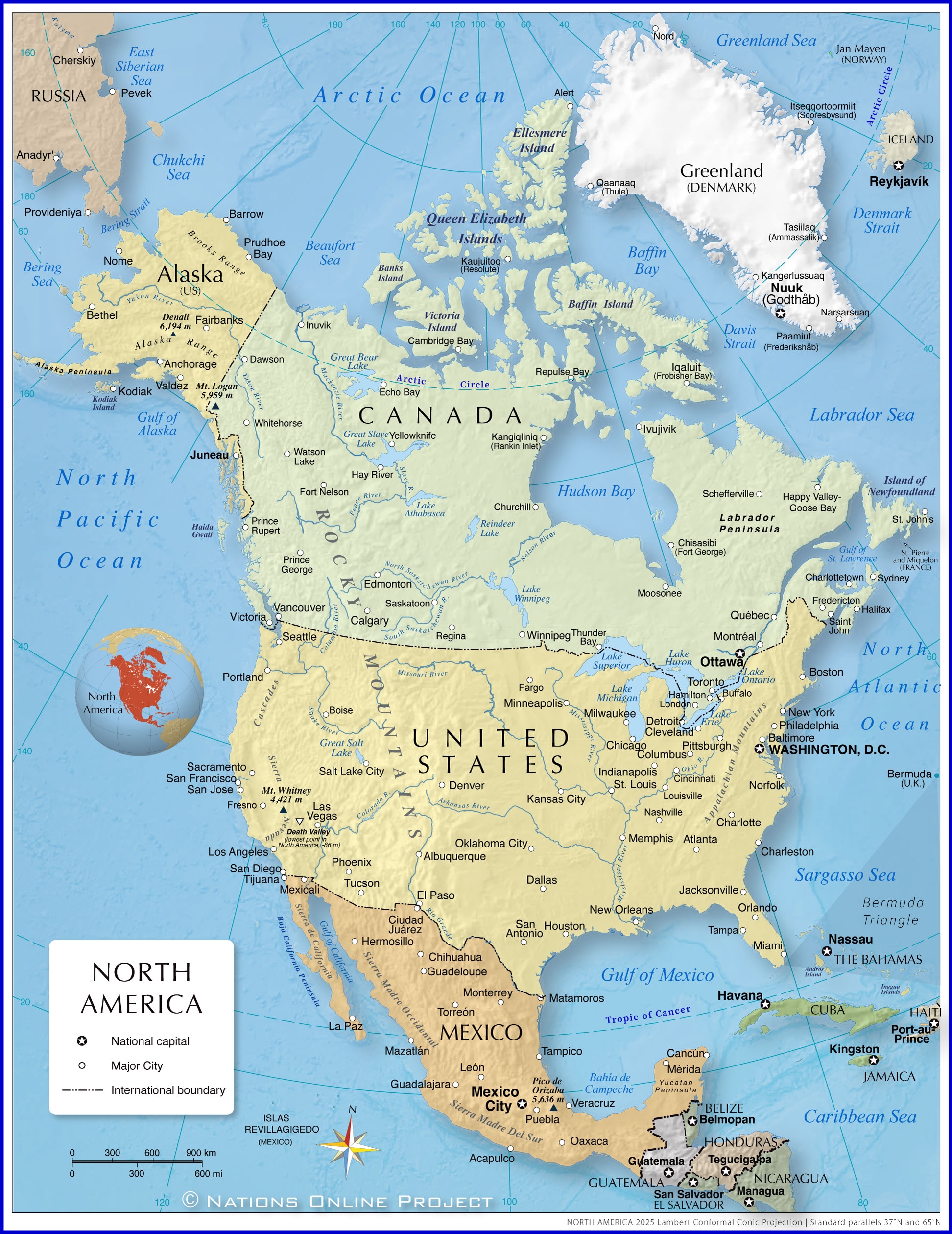 Printable Labeled North America Map Printable Labeled North America Map
