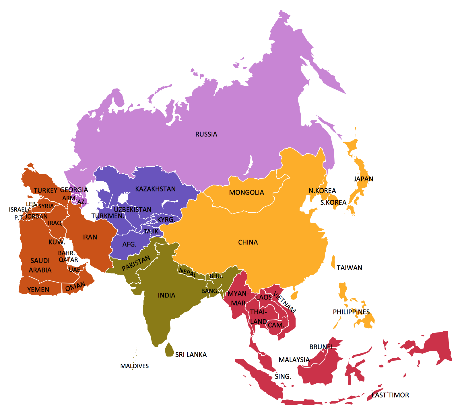 Free Printable Map Marking Asia