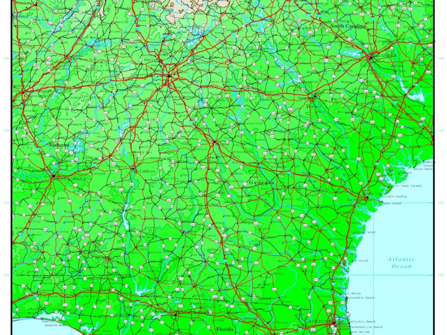 Georgia Elevation Map