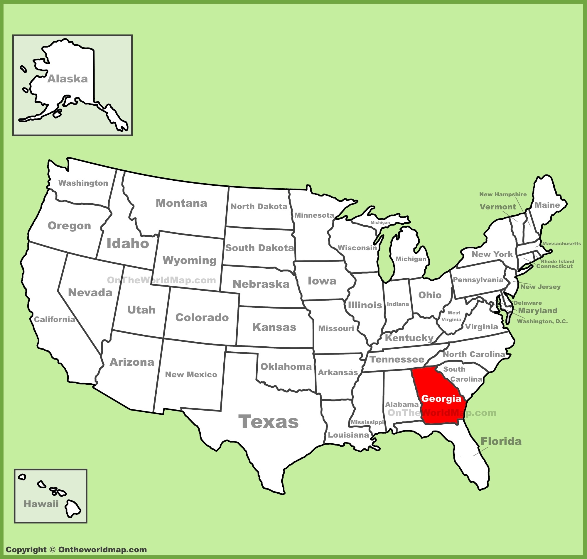 Georgia Location On The U S Map Ontheworldmap