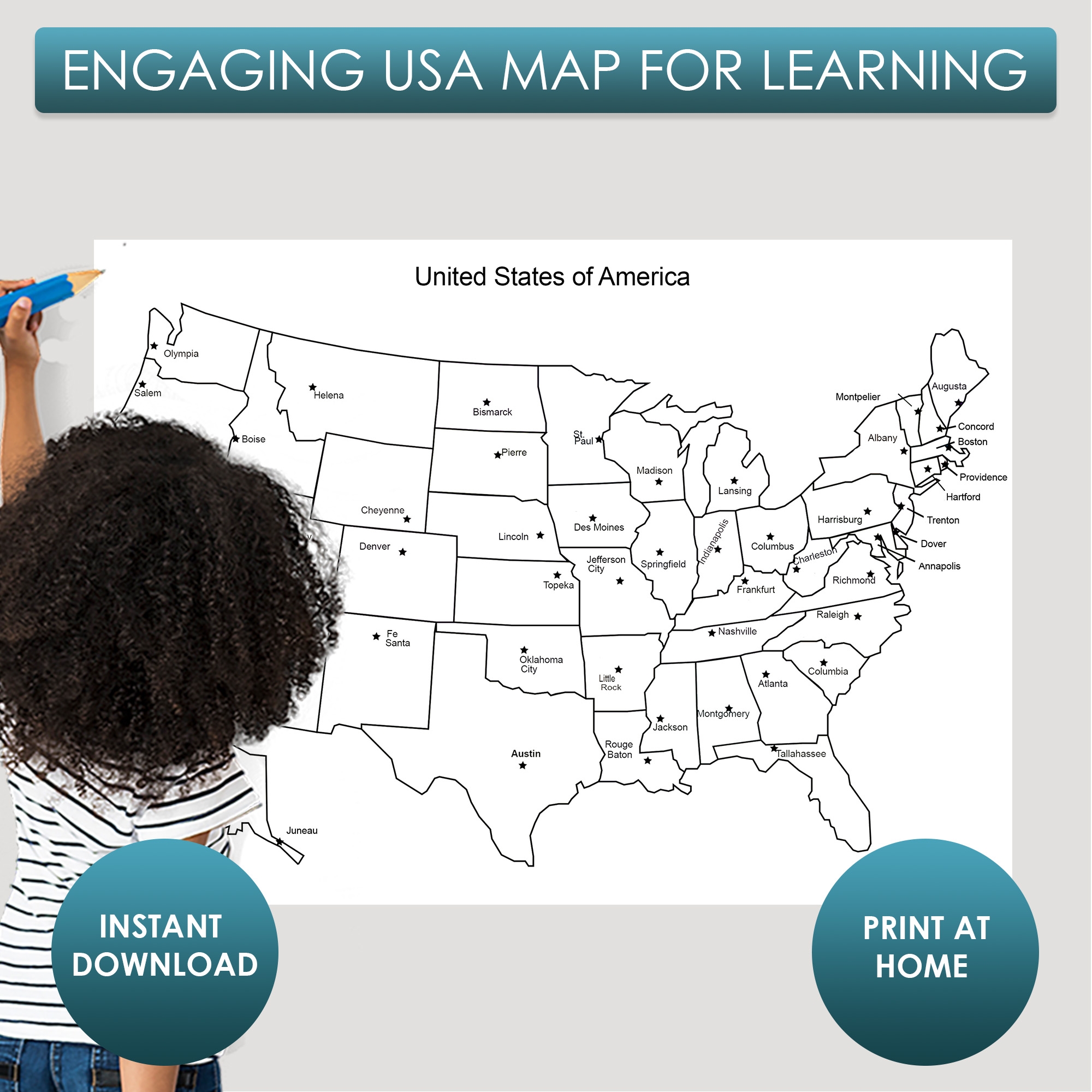 Printable Map Of Usa
