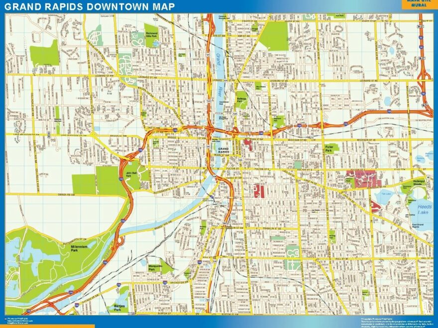 Grand Rapids Downtown Map Wall Maps