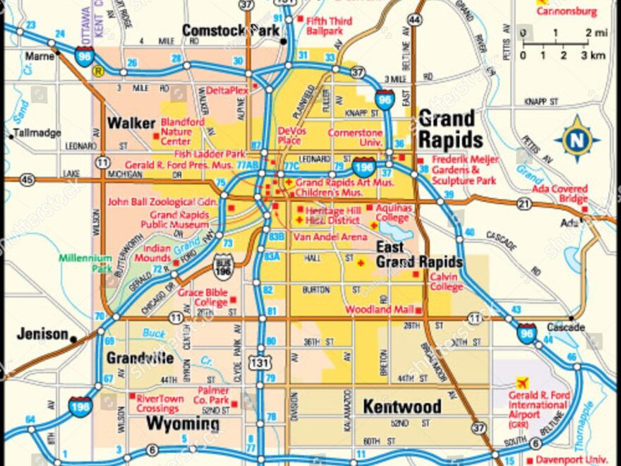 Grand Rapids Michigan Area Map Stock Vector Royalty Free 144494293 Shutterstock